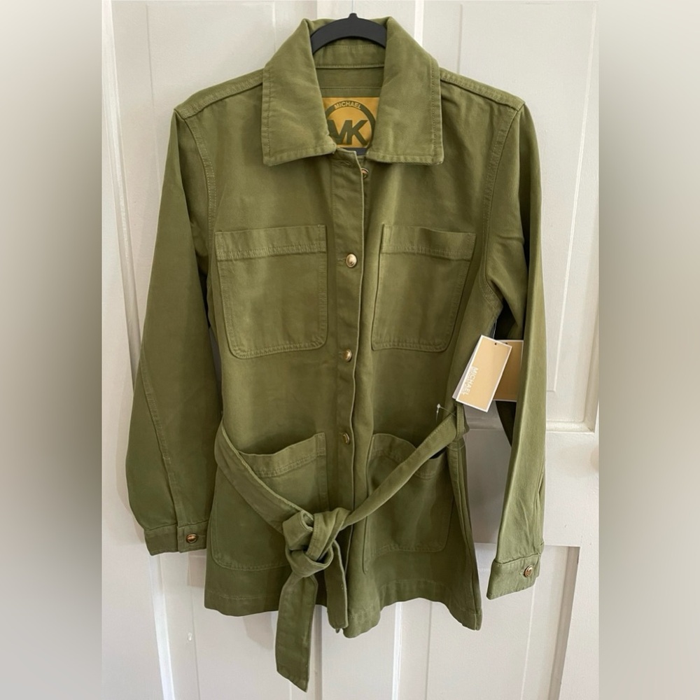 Michael Kors Olive Green Cotton Trench Coat.NWT Size : M